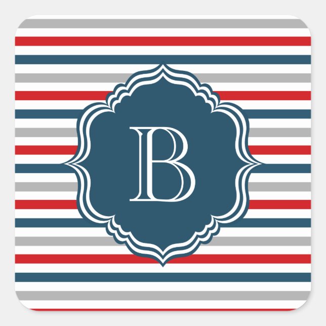 Monogram design square sticker (Front)