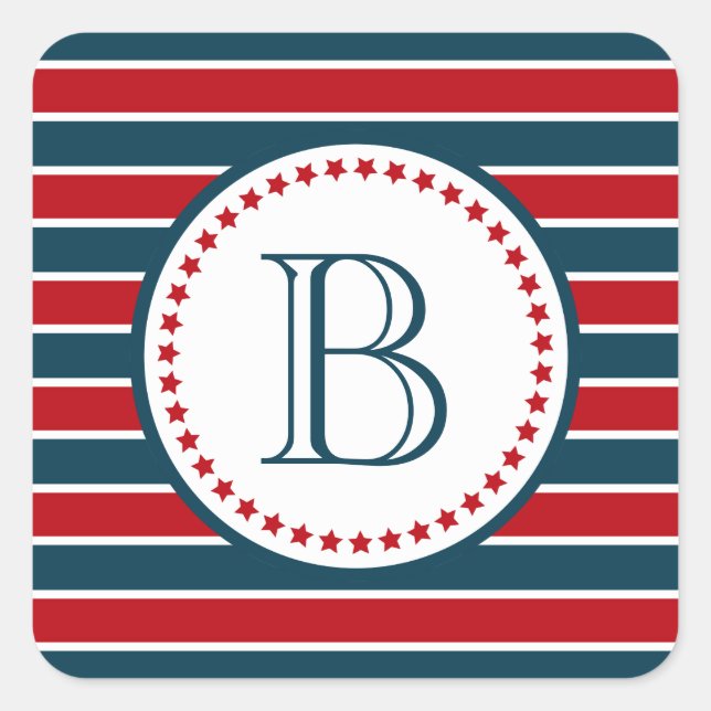 Monogram design square sticker (Front)