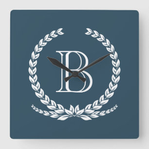 Monogram design square wall clock