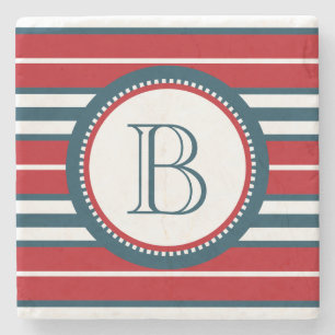 Monogram design stone coaster