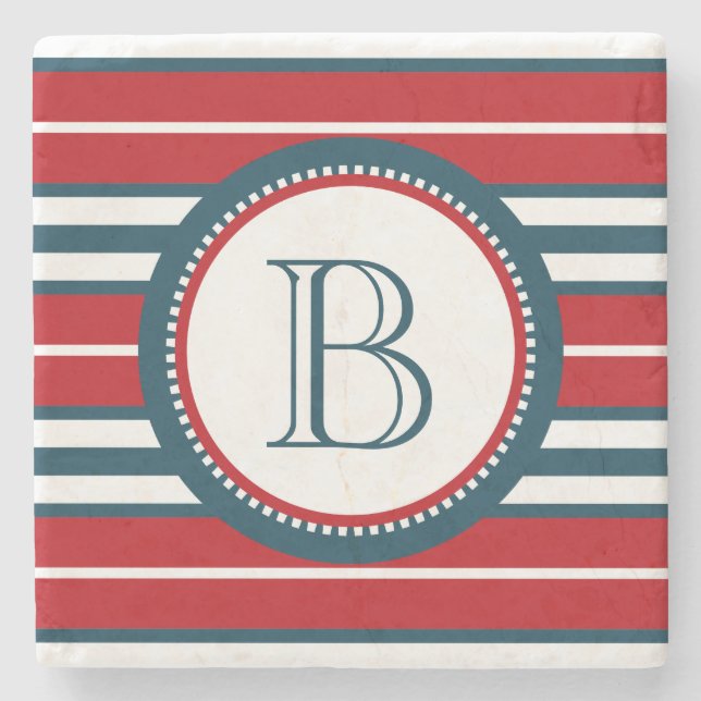 Monogram design stone coaster (Front)