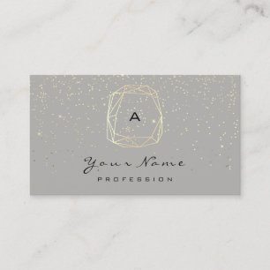 Monogram Diamond Grey Gold Confetti Blogger Appointment Card