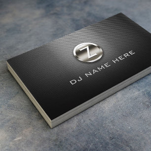 Monogram DJ Professional Steel Metallic Business Card