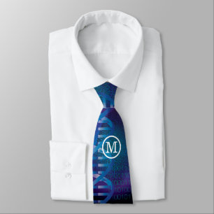 Monogram DNA Fingerprint Medical Science Tie