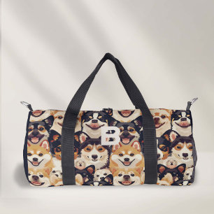 Monogram, dog animal pattern duffle bag