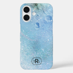 Monogram Double Frame Moon Crater Surface iPhone 16 Case