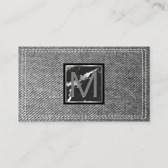 Monogram | Double Stitched Denim Business Card (Front)