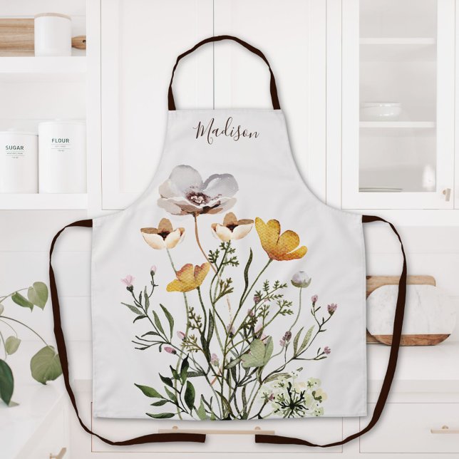 Monogram Dried Wildflower Bouquet Apron (In situ)