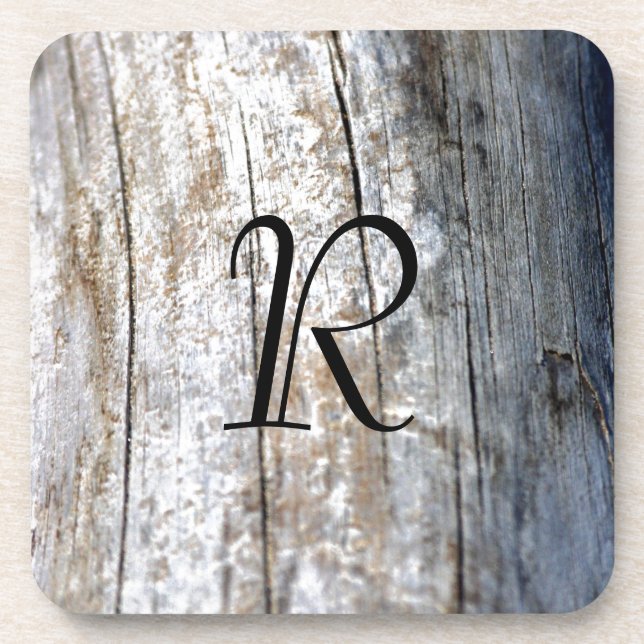 Monogram Driftwood Coaster (Front)