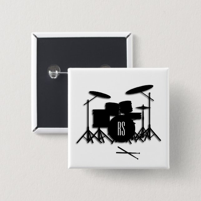 Monogram Drum Set 15 Cm Square Badge (Front & Back)