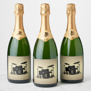 Monogram Drum Set Antique Gold Sparkling Wine Label