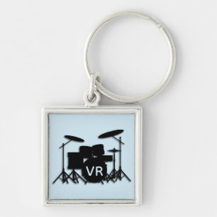 Monogram Drum Set Case  Silver Plated Necklace Key Ring