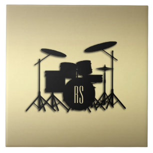 Monogram Drum Set Gold Ceramic Tile