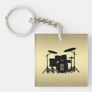 Monogram Drum Set Gold Key Ring
