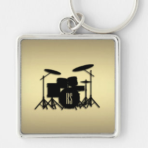 Monogram Drum Set Gold Key Ring