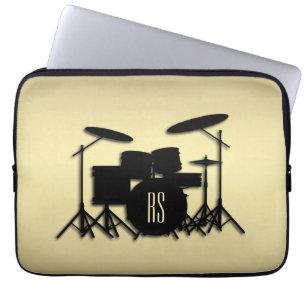 Monogram Drum Set Gold Laptop Sleeve