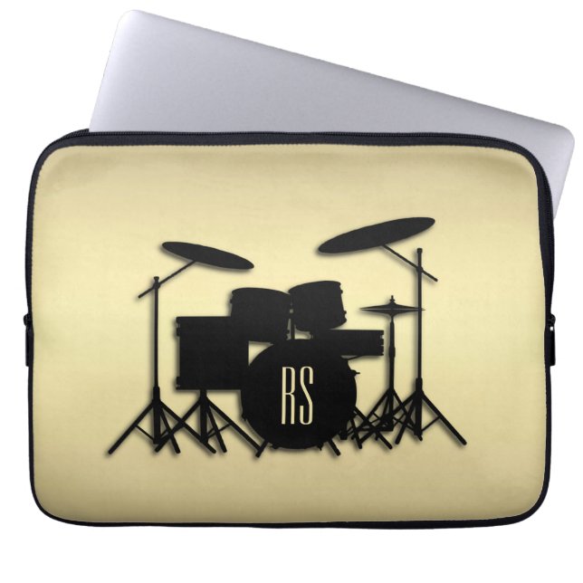 Monogram Drum Set Gold Laptop Sleeve (Front)