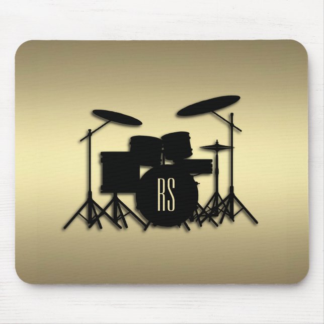 Monogram Drum Set Gold Mouse Pad (Front)