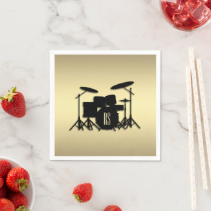 Monogram Drum Set Gold Napkin