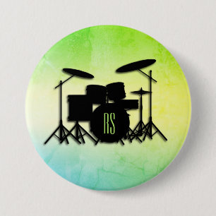 Monogram Drum Set Green 7.5 Cm Round Badge
