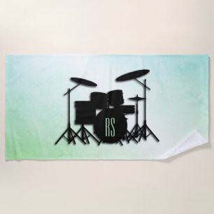 Monogram Drum Set Green Beach Towel