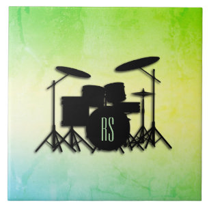 Monogram Drum Set Green Ceramic Tile