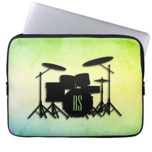 Monogram Drum Set Green Laptop Sleeve