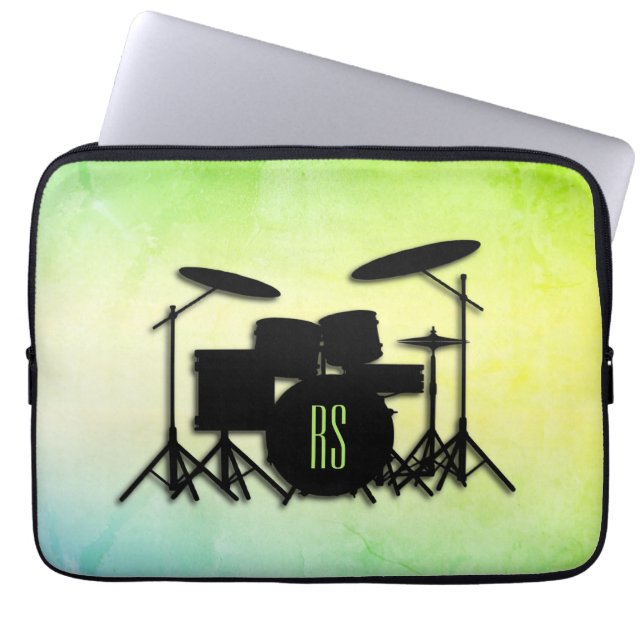 Monogram Drum Set Green Laptop Sleeve (Front)