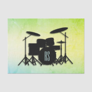Monogram Drum Set Green Tissue Paper
