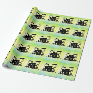 Monogram Drum Set Green Wrapping Paper