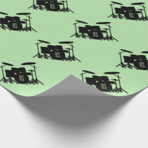 Monogram Drum Set Green Wrapping Paper