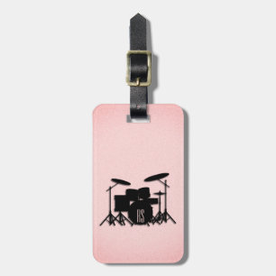Monogram Drum Set Music Design Pink Luggage Tag