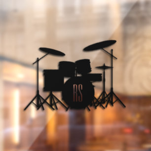 Monogram Drum Set Music Design Pink Shower Curtain