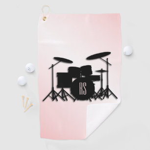 Monogram Drum Set Pink Golf Towel