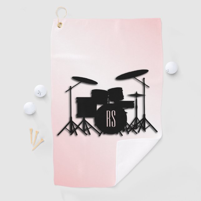 Monogram Drum Set Pink Golf Towel (InSitu)