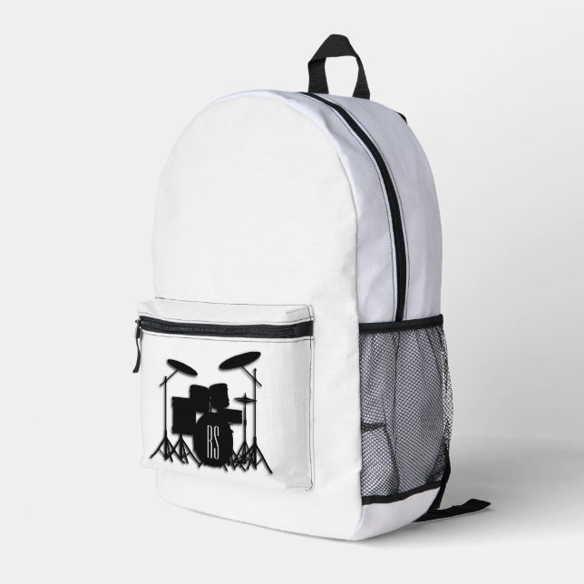 Monogram Drum Set  Printed Backpack (Back Corner Right)