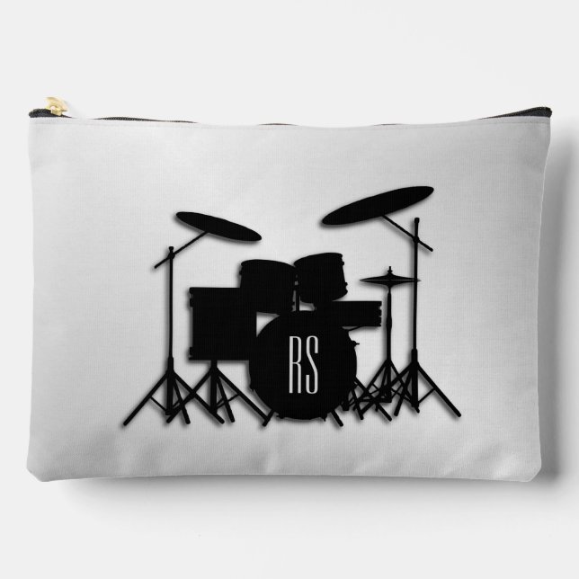 Monogram Drum Set Silver Accessory Pouch (Front)