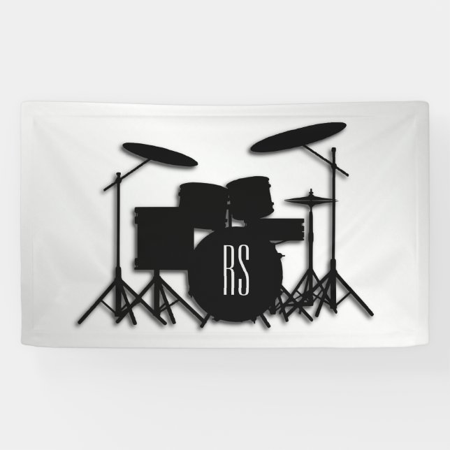 Monogram Drum Set Silver Banner (Horizontal)