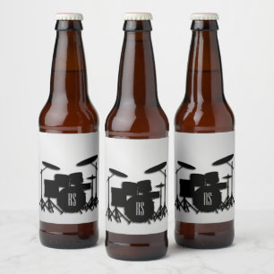 Monogram Drum Set Silver Beer Bottle Label