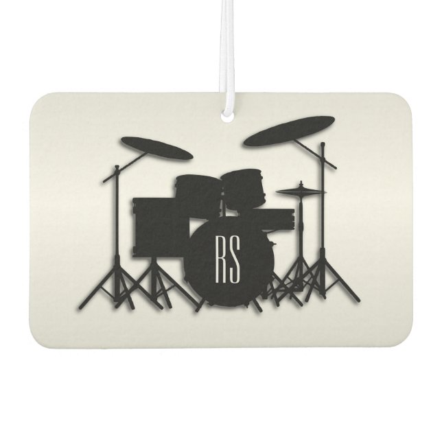 Monogram Drum Set Silver Car Air Freshener (Front)