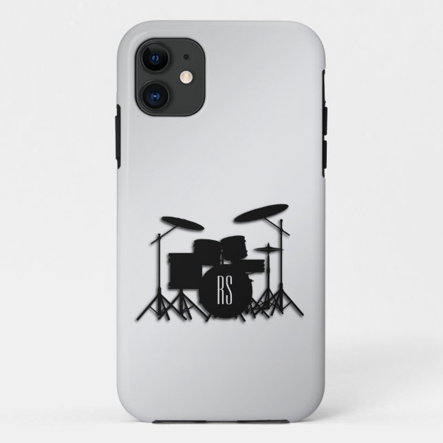 Monogram Drum Set Silver Case-Mate iPhone Case (Back)