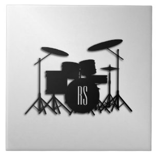 Monogram Drum Set Silver Ceramic Tile