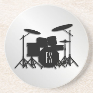Monogram Drum Set Silver Coaster