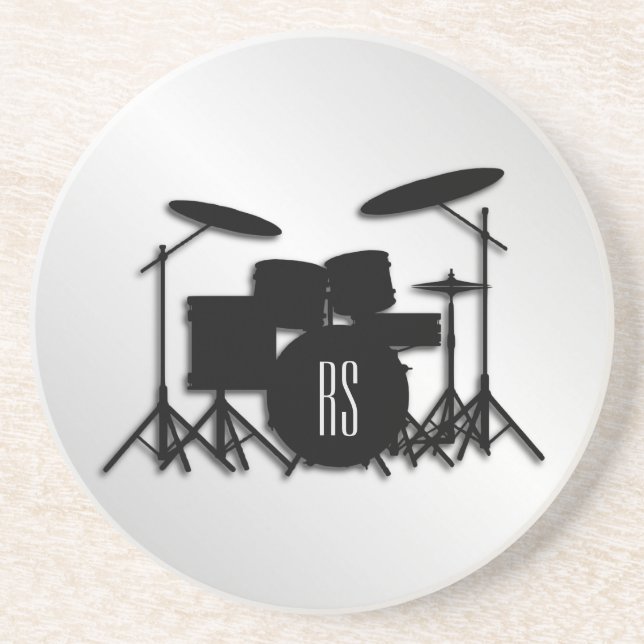 Monogram Drum Set Silver Coaster (Front)