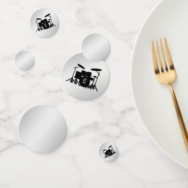 Monogram Drum Set Silver Confetti (Group)