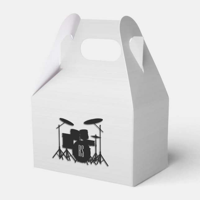 Monogram Drum Set Silver Favour Box (Front Side)