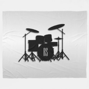 Monogram Drum Set Silver Fleece Blanket