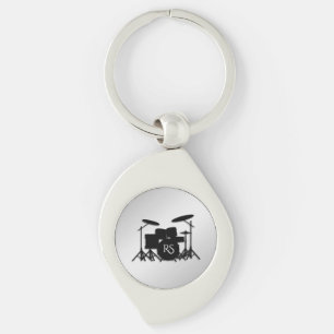 Monogram Drum Set Silver Key Ring