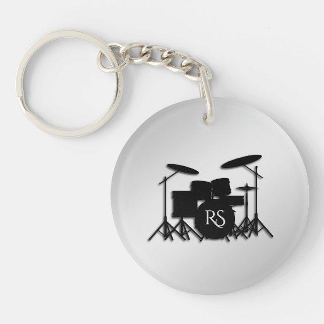 Monogram Drum Set Silver Key Ring (Front)