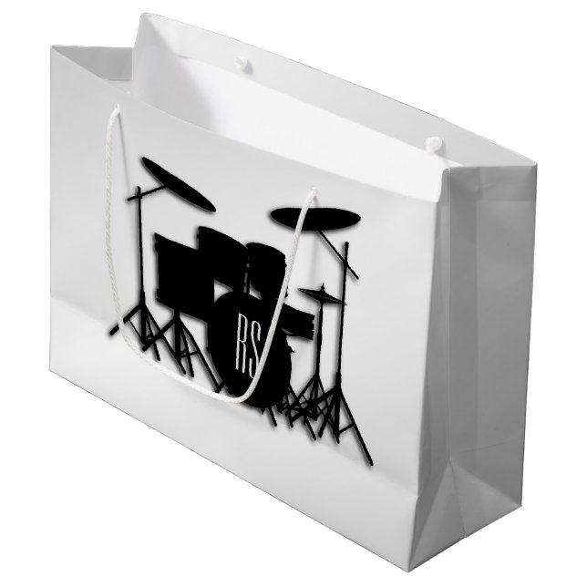 Monogram Drum Set Silver Large Gift Bag (Front Angled)
